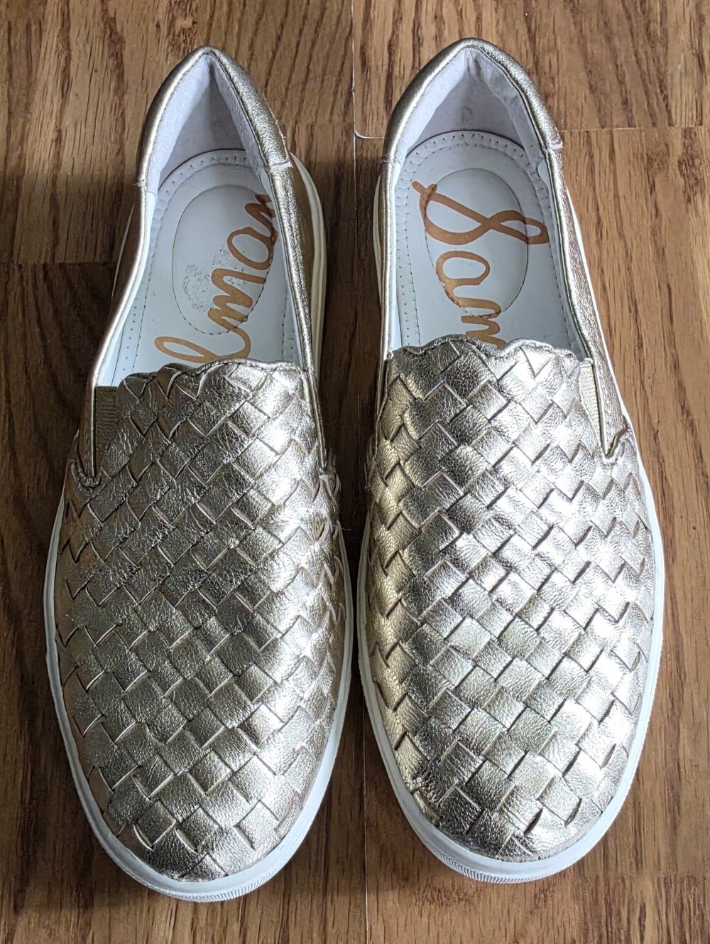 Sam Edelman Eda metallic gold woven slip-on sneakers Size 7